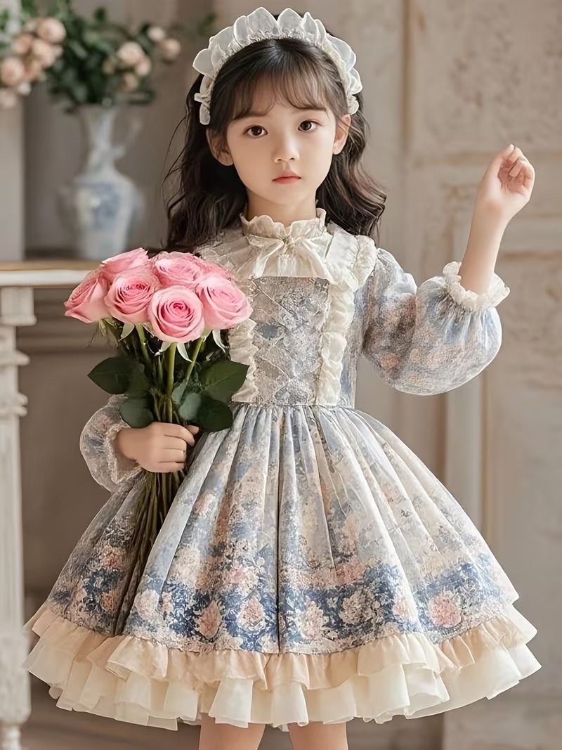 キッズ花柄ロングスリーブドレス