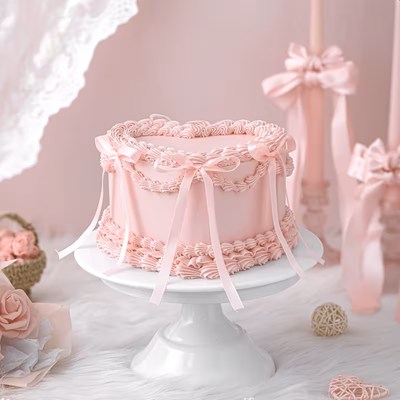 ピンクハートケーキモデル