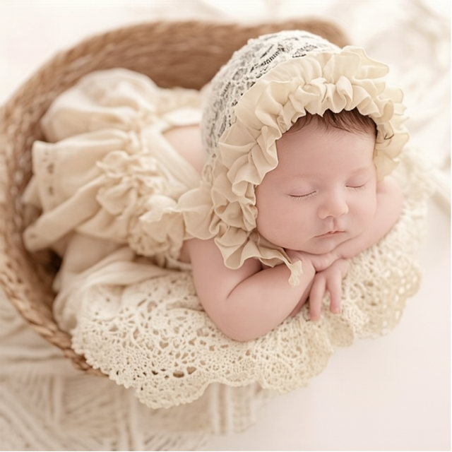 ボンネット付きロンパースドレス