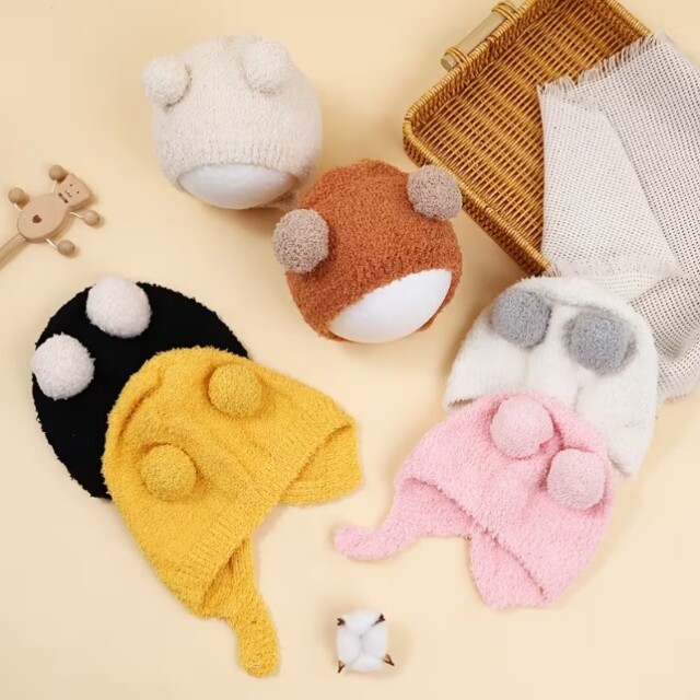 ニットキャップ ニット帽 ポンポン付き