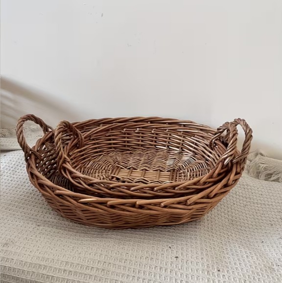 撮影用ベビーバスケットラタンバスケット 約45×35cm