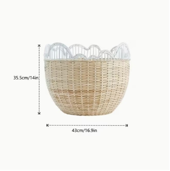 ラタンバスケット アンシンメトリー バイカラー