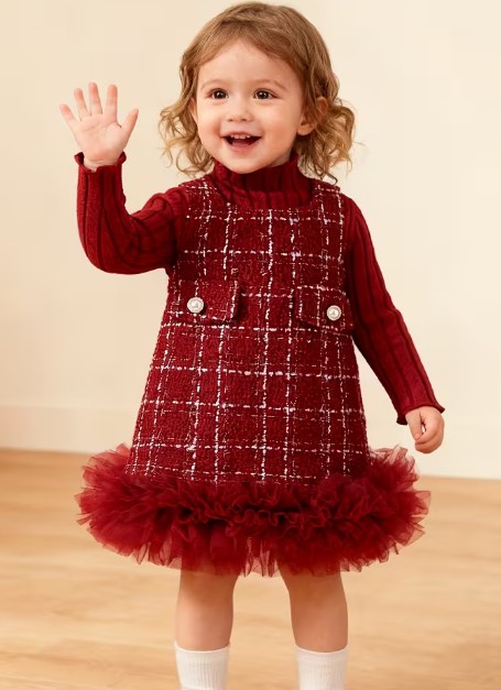 チュチュ付きツイードワンピ&ハイネックＴ