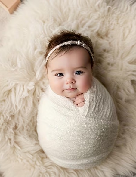ソフトニットベビーラップ＆パールヘアバンド