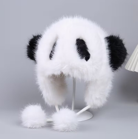 ニットキャップ ニット帽 耳付き パンダ