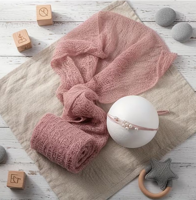 ソフトニットベビーラップ＆パールヘアバンド