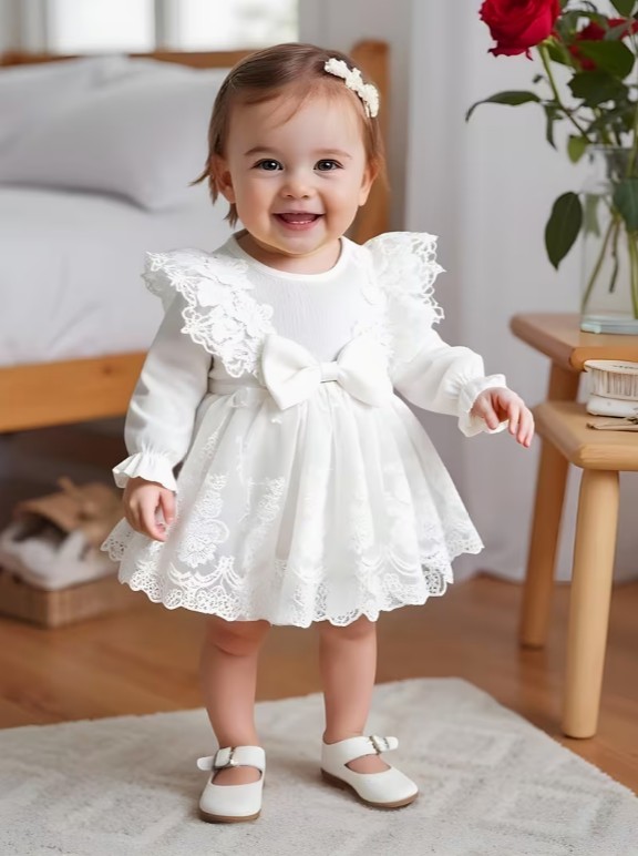 ヘッドバンド付きレースロンパースドレス