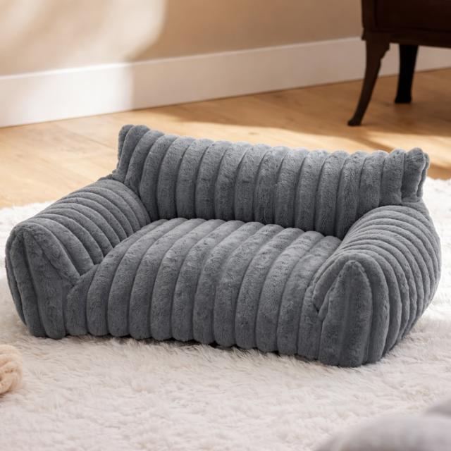 ふわふわピローソファー ピンク/グレー