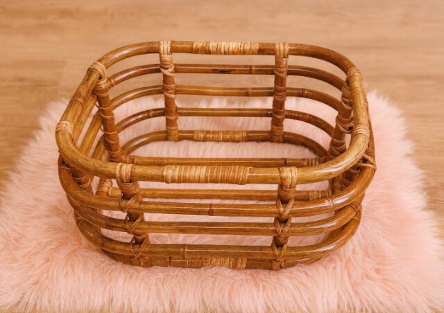 撮影用ラタンバスケット レクタングル 籐