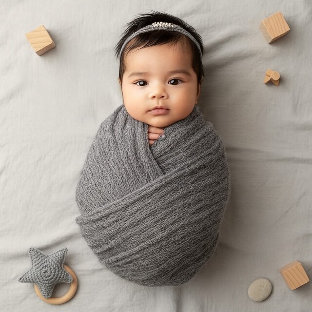 ソフトニットベビーラップ＆パールヘアバンド