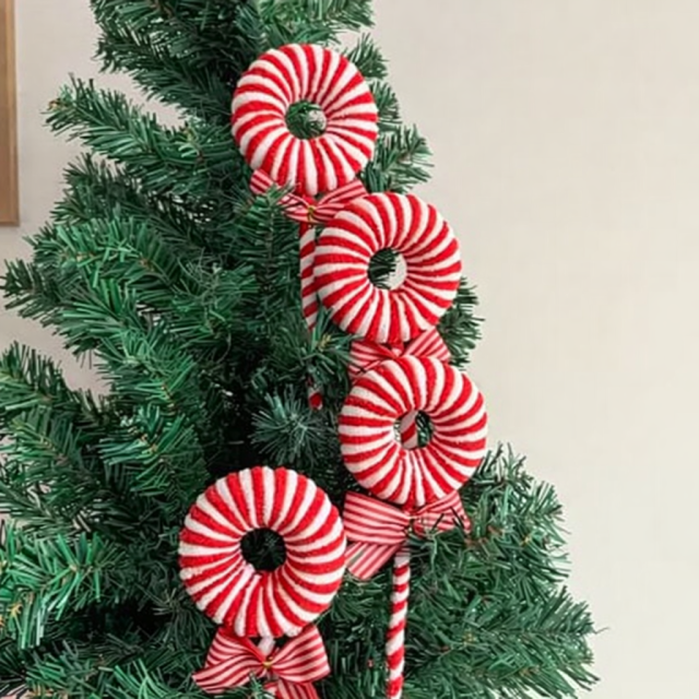 ストライプキャンディケーン スイーツオーナメント 4個セット