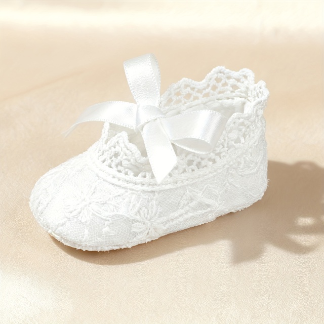 ニューボーンフォト 撮影小物 撮影小道具 撮影用ベビーシューズ ファーストシューズ リボンのレースシューズ ホワイト