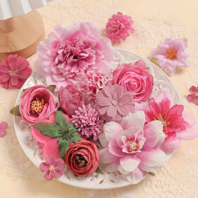 装飾用 フラワーセット 造花 ピンク 80個