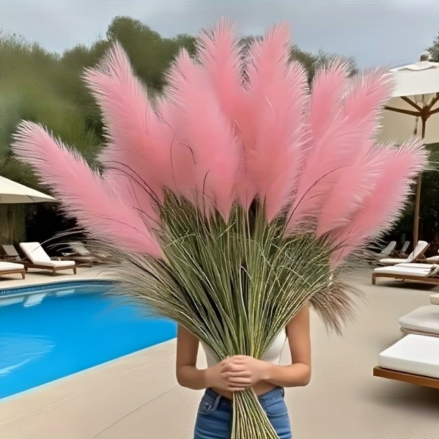 デコレーション用アーティフィシャルグラスブーケ５本セット/ピンク