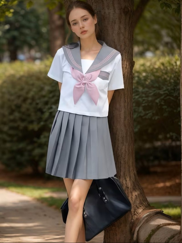 グレー＆ピンクのセーラー服