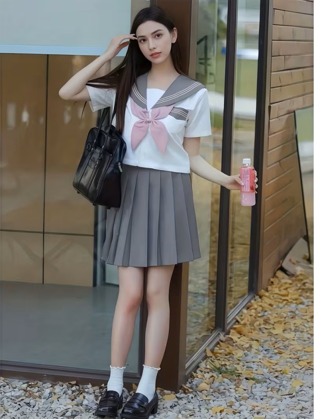 グレー＆ピンクのセーラー服