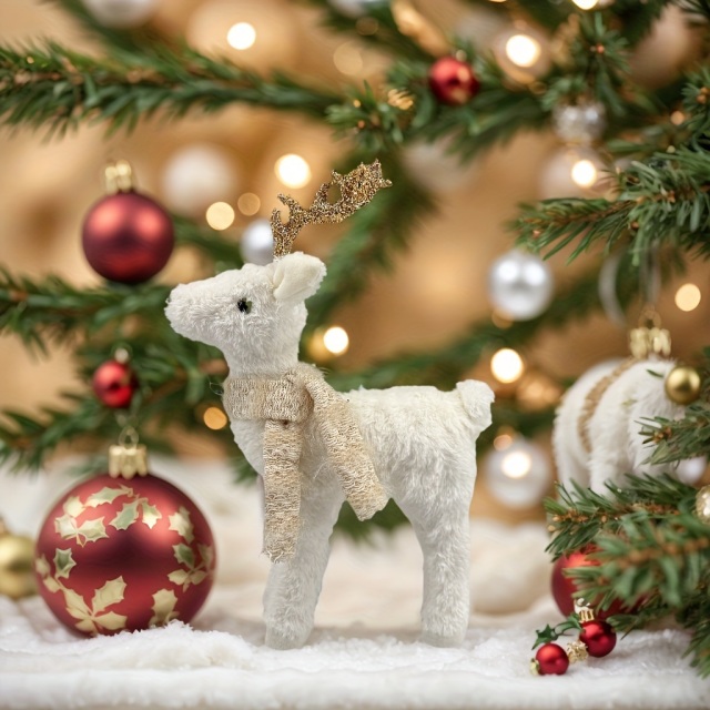 ホワイトトナカイ クリスマスオーナメント