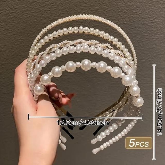 フェイクパール ヘアフープ 5個セット