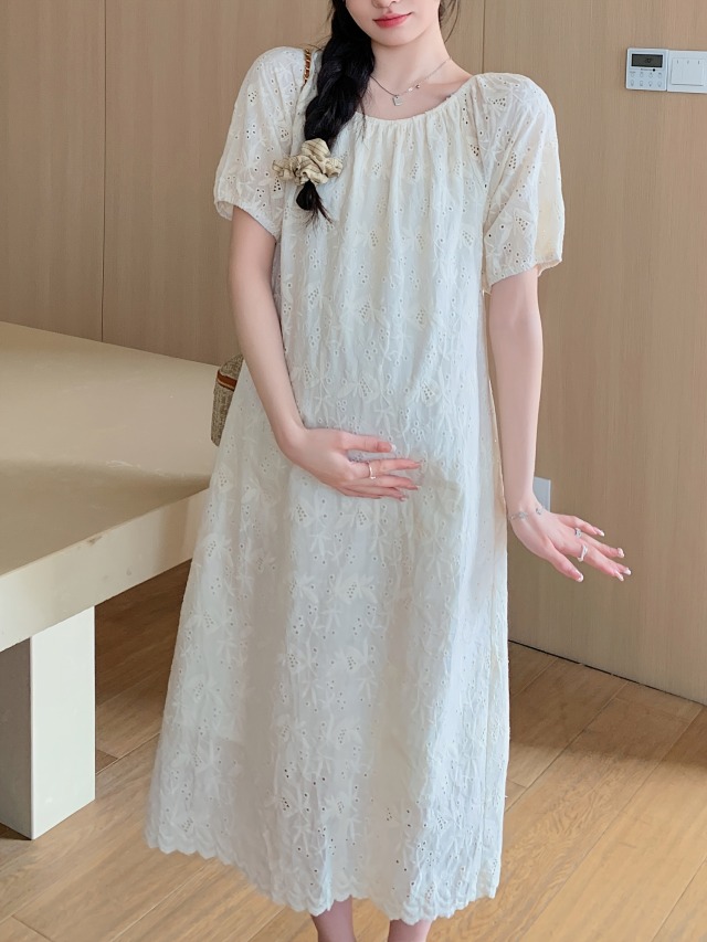 アプリコット 刺繍マタニティフォトドレス