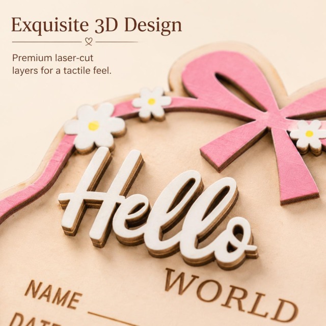 Hello World 木製ベビーメモリアルプレート