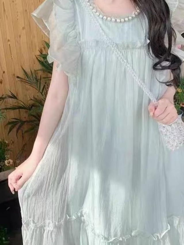 マタニティ フレンチスリーブワンピース