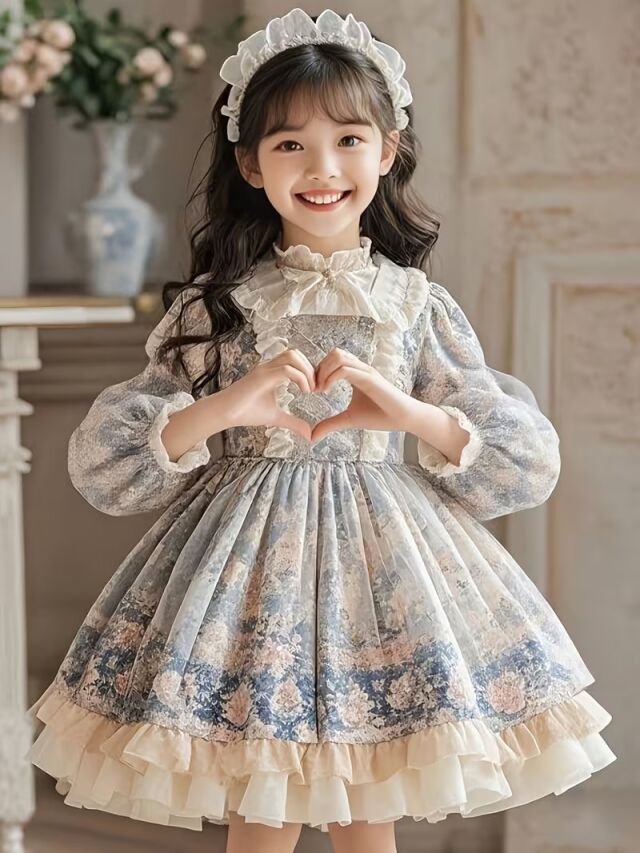 キッズ花柄ロングスリーブドレス