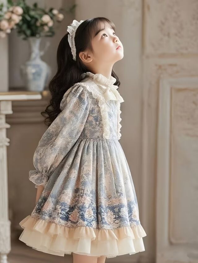 キッズ花柄ロングスリーブドレス