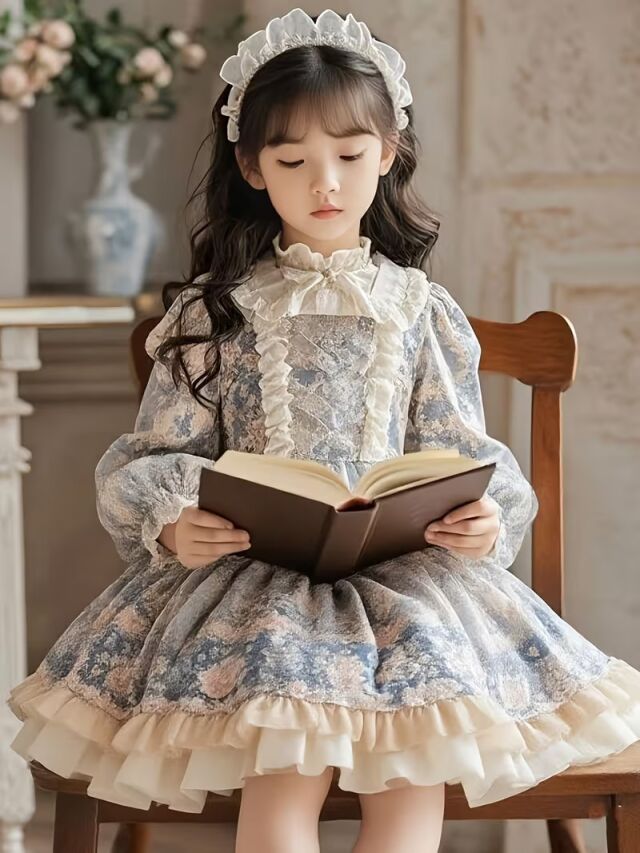 キッズ花柄ロングスリーブドレス