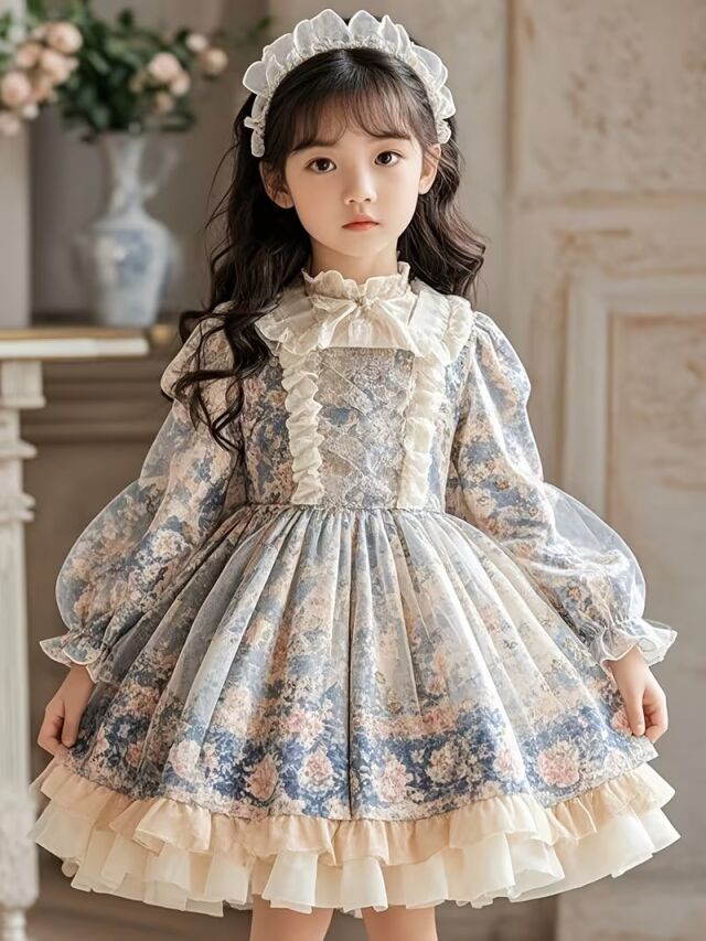 キッズ花柄ロングスリーブドレス
