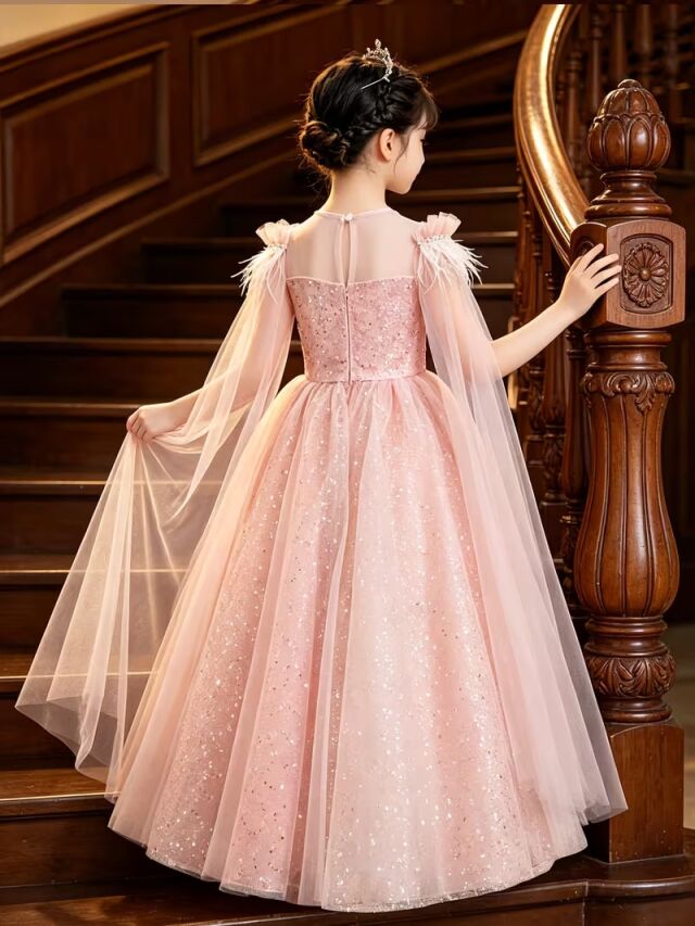 キッズオフショルダーチュールドレス