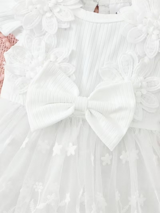 ニューボーン フローラルレースドレス＆ヘッドバンド