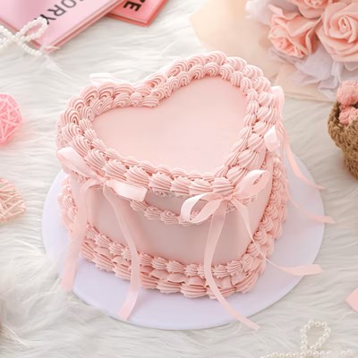 ピンクハートケーキモデル