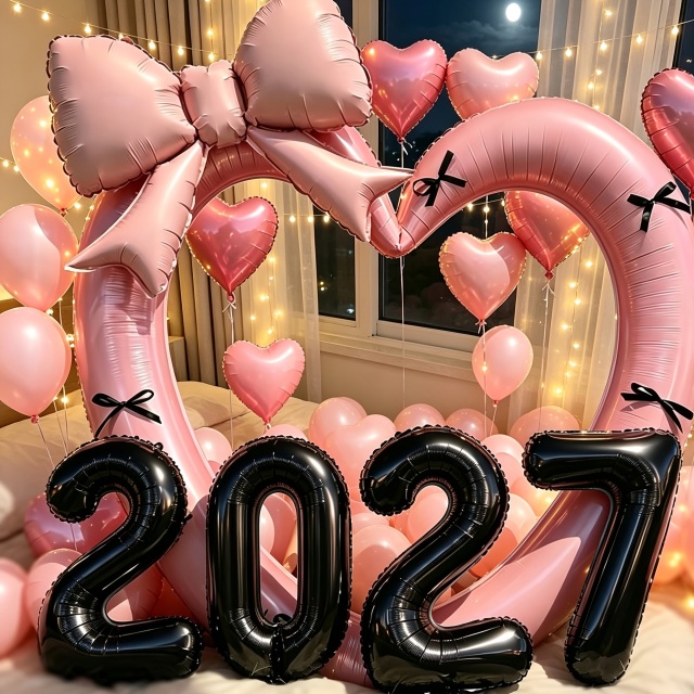 2027ニューイヤー ハート＆リボンバルーン 10点セット