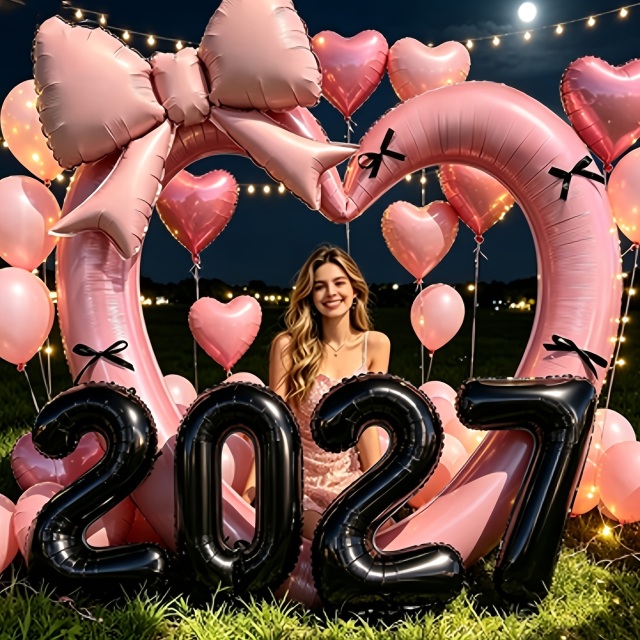 2027ニューイヤー ハート＆リボンバルーン 10点セット