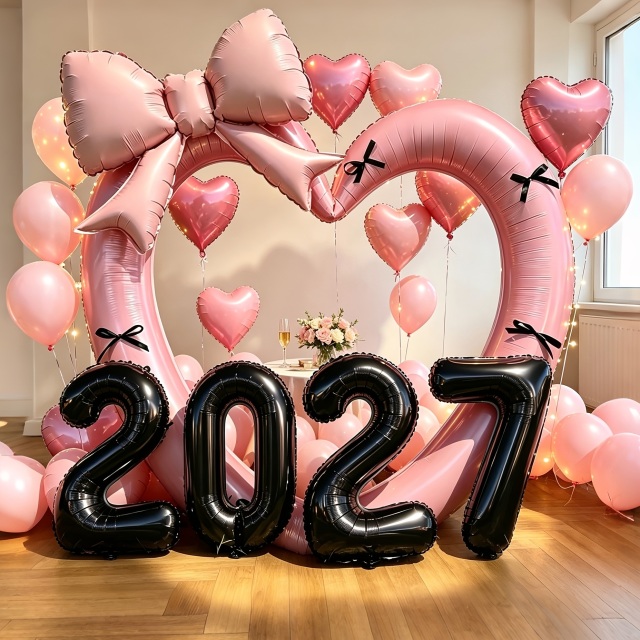 2027ニューイヤー ハート＆リボンバルーン 10点セット