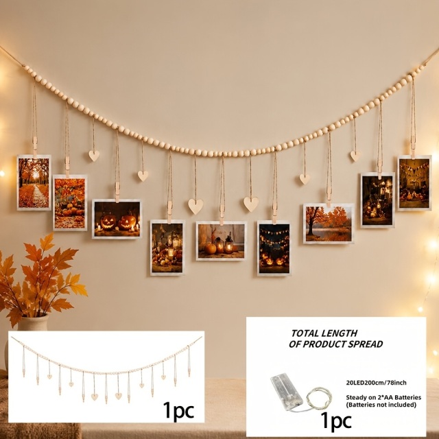 ボーホー フォトクリップ LEDストリングライト 2m