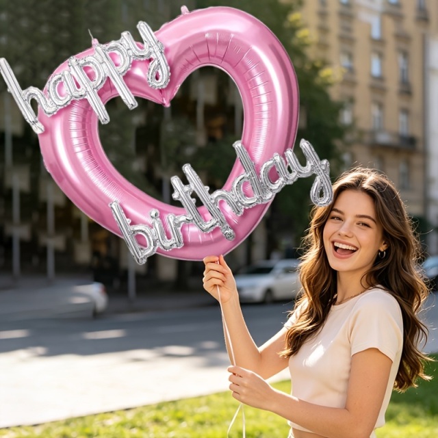 中空ハート Happy Birthday バルーン7点セット
