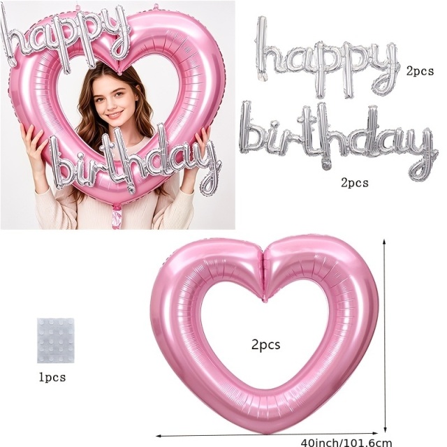 中空ハート Happy Birthday バルーン7点セット