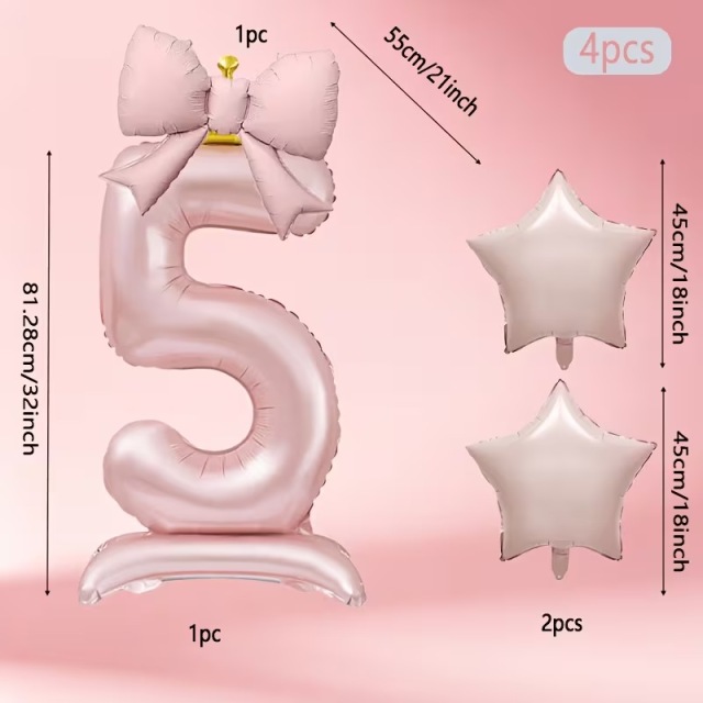 ピンク 3D数字バルーンセット 0～9