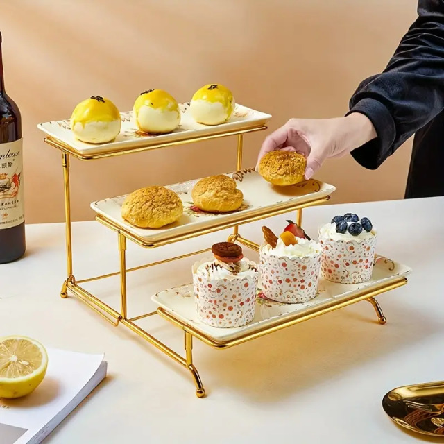 ケーキトレイ スタンド 三層折りたたみ パーティー デコレーション セット商品