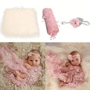 新生児撮影キット スタッファー、おくるみブランケット、ヘアバンド ３点セット