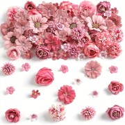 装飾用 フラワーセット 造花 ピンク 80個