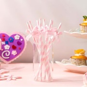 ピンクリボン 紙ストロー 10・20・30本