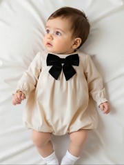 リボンスモックロンパース