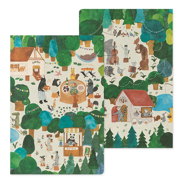 MIDORI Yuru Log Notebook - Forest Animal (B6, Dot Grid)