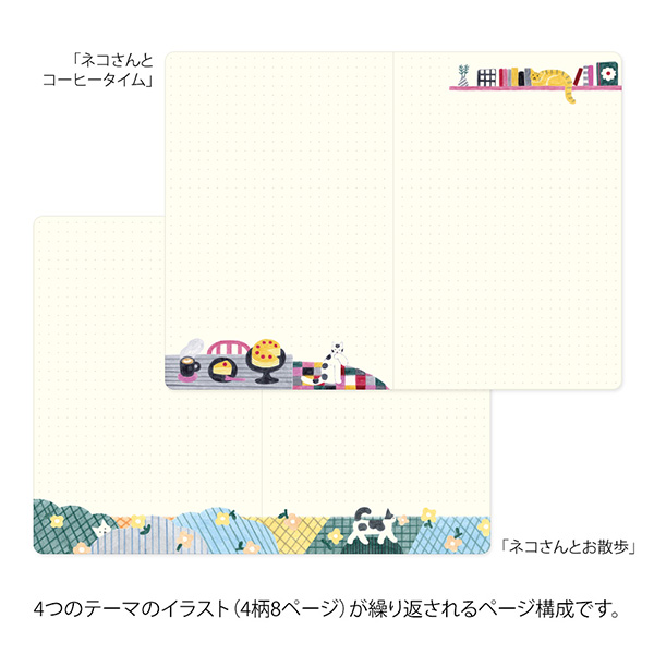 MIDORI Yuru Log Notebook - Cat (B6, Dot Grid)