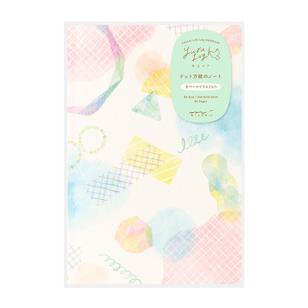 MIDORI Yuru Log Notebook - Watercolor (B6, Dot Grid)