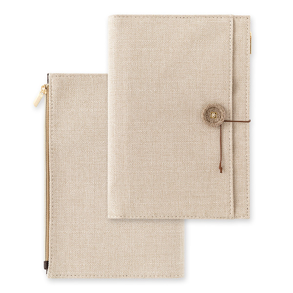 MIDORI Yuru Log Notebook Cover B6 - Beige Cloth