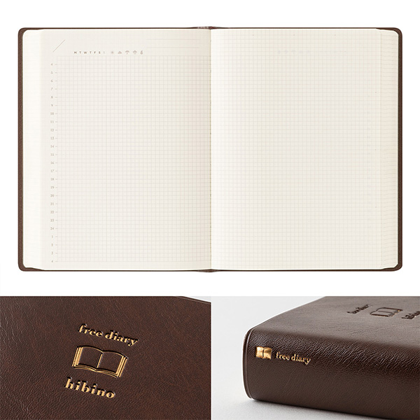 MIDORI hibino Free Diary - A6 Brown