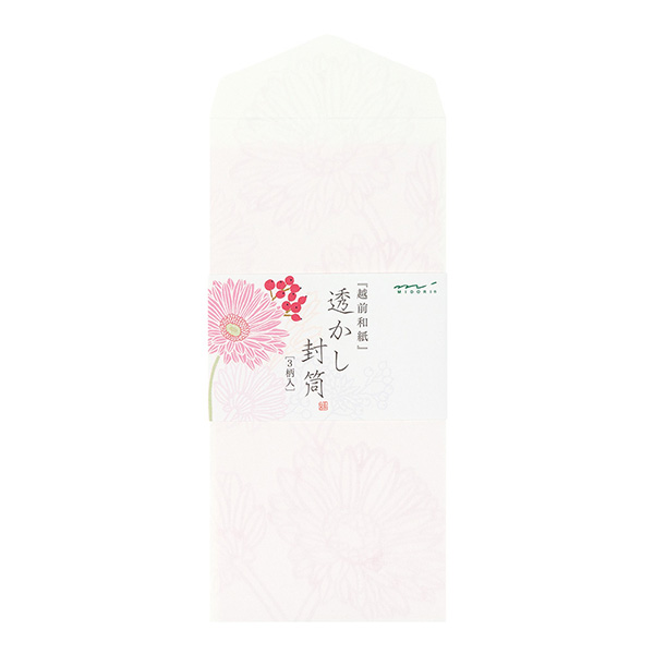 封筒 ＜縦＞ 透かし和紙 ピンクブーケ柄 (20484006)